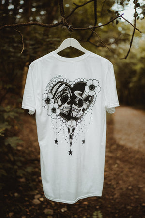 Worn to Death Skelton bride and groom t-shirt - back print