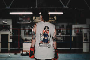 FIGHT LIKE A GIRL Boxing Girl Tattoo Muscle Tank Back Print