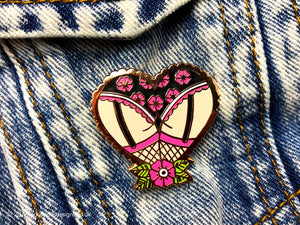 Cheeky Blossom Booty Heart Tattoo Hard Enamel Pin