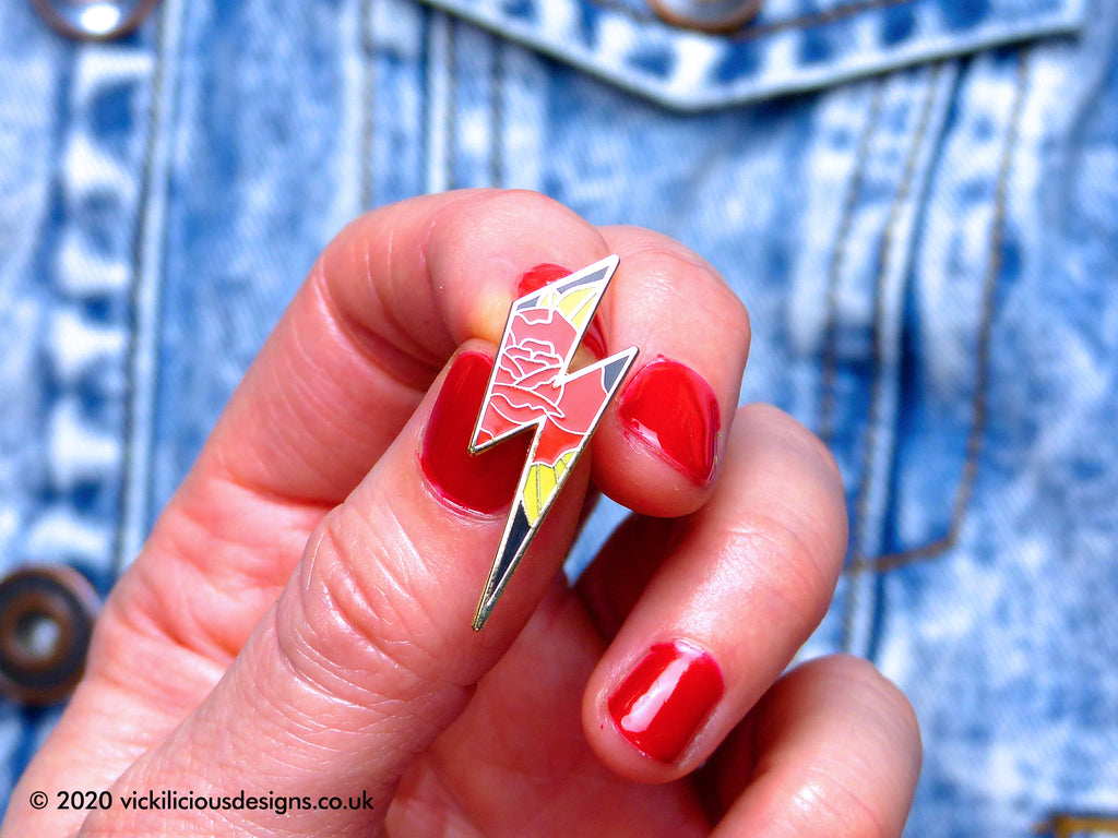 Love-Struck Lightning Bolt Tattoo Hard Enamel Pin