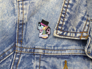 Til Death Bride & Groom Sugar Skull Tattoo Soft Enamel Pin on jacket