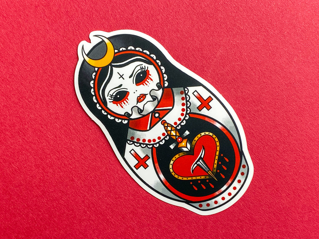 (S)AINT PSYCHO Demon Choir Girl Russian Doll Tattoo Sticker