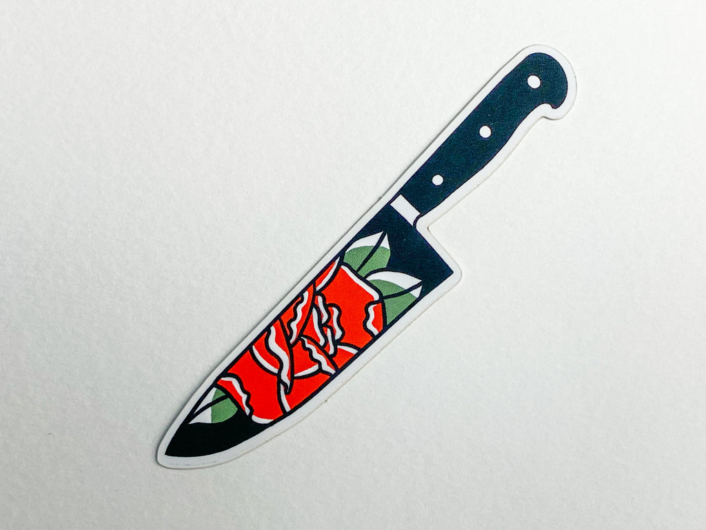 Love Hurts dagger and Rose Tattoo Sticker