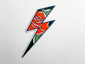 Love-struck lightning bolt and Roses Tattoo Sticker